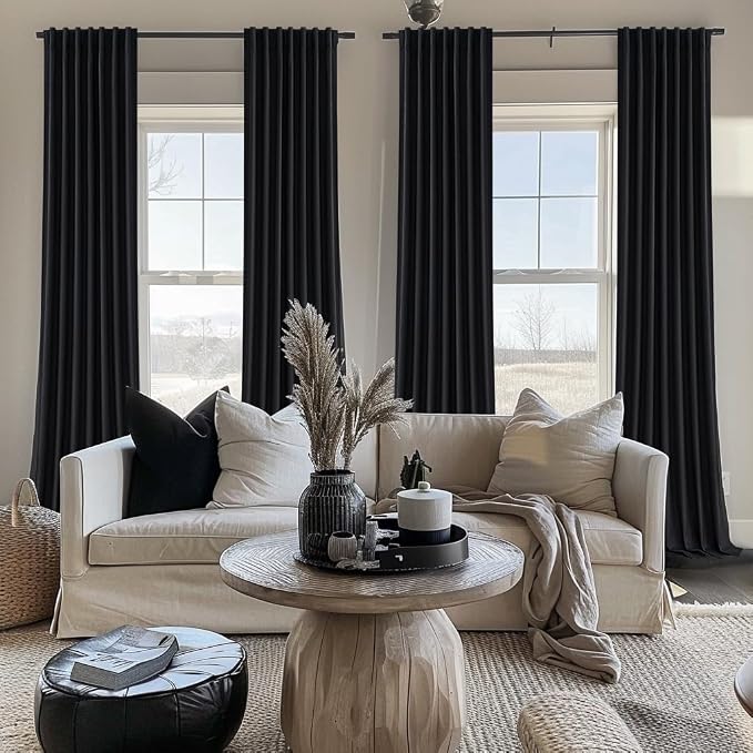 QJmydeco Extra Long 120 Inch Black Curtains - Image 7