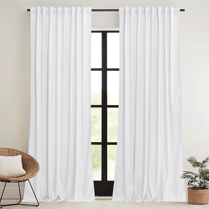 RYB HOME White Velvet Curtains 90 inches - Image 2