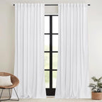RYB HOME White Velvet Curtains 90 inches - Image 2