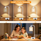 Industrial Table Lamps with Linen Shade, 2 LED Bulbs Included - Image 2