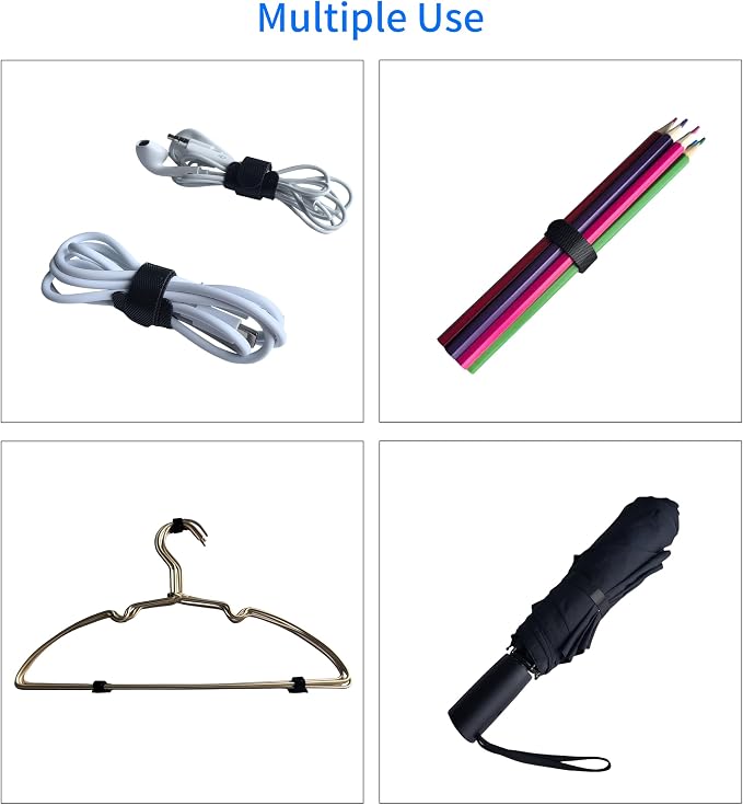 6 Inches 100 PCS Black Reusable Cable Ties, Cable Organizer, Cord Wrap and Hook - Image 4