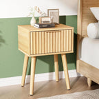 VINGLI Night Stand, Fluted Nightstand Wood, Mid Century Modern Nightstand - Image 8