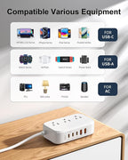 Portable USB Power Strip with 65W PD Fast Charging, 7-in-1 Flat Plug 3 USB-C 2 - Image 4