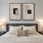 Large Framed Neutral Black Beige Abstract Wall Art - Image 4