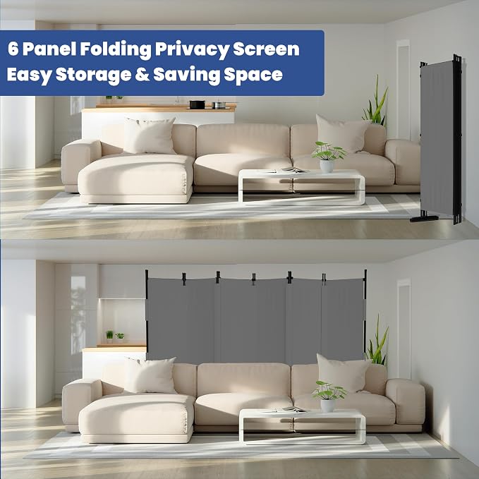 Room Divider, 6 Panel Upgraded 132” Folding Screen Highly Secretive | Privacy - Image 5