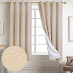 Diraysid 100% Blackout Curtains Beige Linen Curtains - Image 2