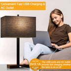 21" Touch Bedside lamps with 2 USB & AC Outlets, 3-Way Dimmable Bedside Table - Image 7