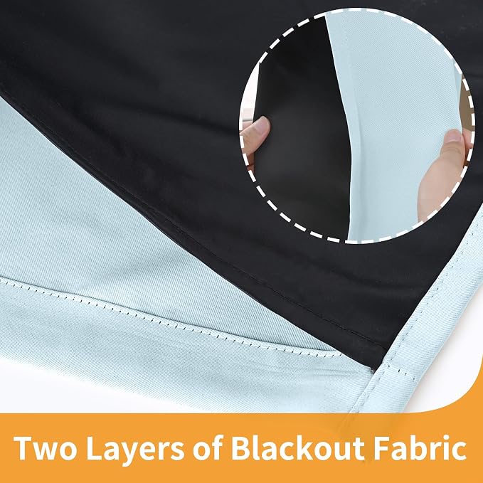 YoungsTex 100% Blackout Curtains 45 Inch Length 2 Panels, Room Darkening Drapes - Image 8