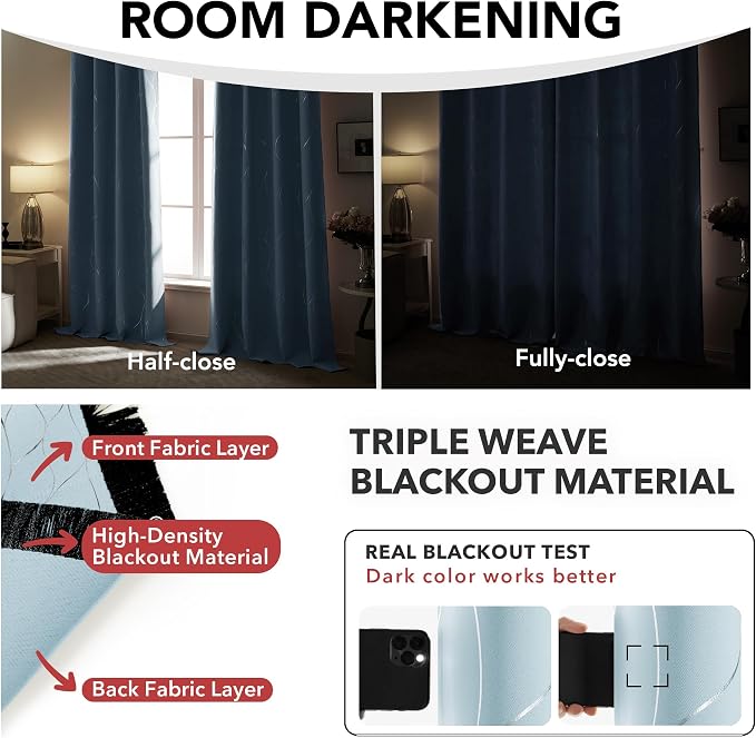 Deconovo Curtains for Living Room, Pattern Blackout Curtains 84 Inches Long | - Image 6