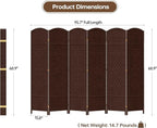 6 Panel Room Divider, 6 FT Wide Folding Screen Room Divider - Image 7