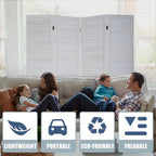 Room Divider Partition 4 Panel Privacy Screen Folding Screen Wood Frame Screen - Image 5