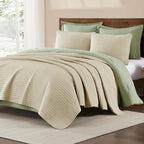 King Size Quilt-Lightweight Bedspreads Beige King Quilt Bedding Set | Soft - Image 2