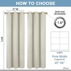Diraysid Light Beige Grommet Blackout Curtains - Image 3