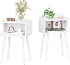 White Nightstand Set of 2, Small Bed Side Table by MMEOLUOOK