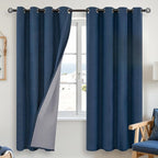 YoungsTex Navy Blue Linen Blackout Curtains by YoungsTex