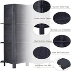 Room Divider with Shelves, 5 Panel Black Privacy Screen | Partition Room - Image 4