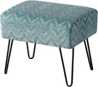 Home Soft Things Blue Jacquard Chenille Ottoman, Arusha by HomeSoftThings