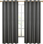 Diraysid 100% Blackout Curtains Dark Grey Linen Curtains - Image 3
