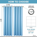 Diraysid Sky Blue Grommet Blackout Curtains - Image 3