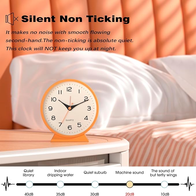 AYRELY® 4.5" Analog Alarm Clock, Small Retro Desk Clock and Table Clock | - Image 5