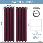 Diraysid Burgundy Red Grommet Blackout Curtains - Image 3