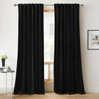 RYB HOME Black Velvet Blackout Curtains 84 inches by RYBHOME