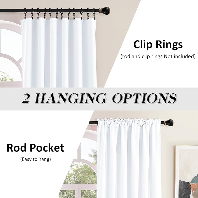 Pure White Room Darkening Curtains Extra Long 108 inch Length - Image 2