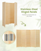 Bamboo Room Divider, 5-Panel Folding Privacy Screen, 6 ft. Tall | 70.9" H x 99" - Image 7
