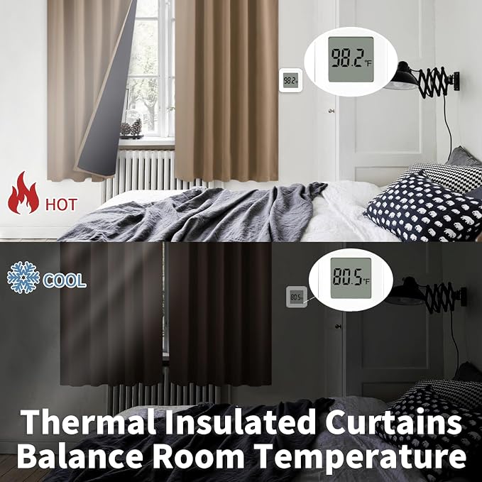 BGment Taupe 100% Blackout Curtains 63 Inches Long - Image 6