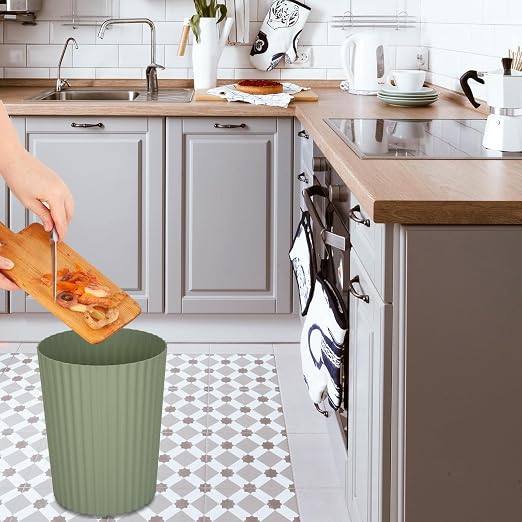 Small Bathroom Trash Can Plastic Wastebasket Garbage Can Green 2 Pack | Sturdy - Image 5