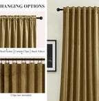 108 Inch Extra Long Gold Velvet Blackout Curtains - Image 2