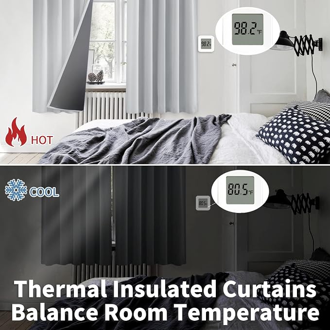 BGment Light Grey 100% Blackout Curtains - Image 6
