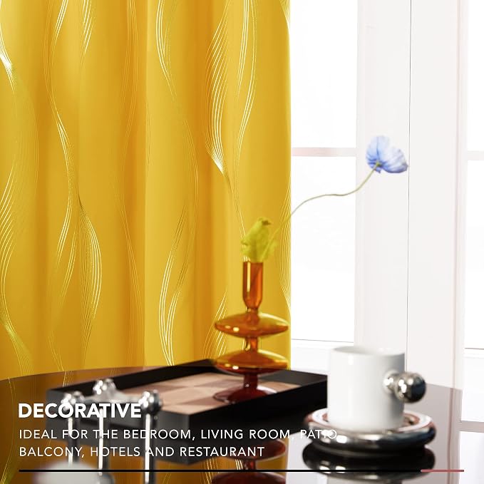 Deconovo Curtains for Living Room, Pattern Blackout Curtains 45 Inches Long | - Image 3