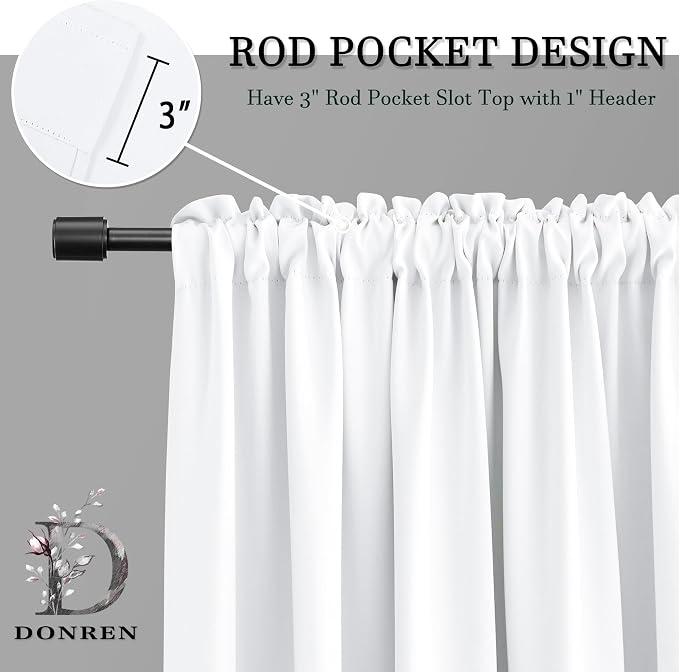 Pure White Half Blackout Modern Design Curtains 84 Inches Long - Image 2