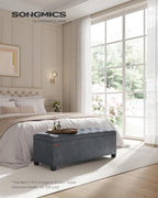SONGMICS Velvet Storage Ottoman Bench, Foot Rest - Image 2