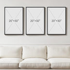 Large Framed Black and White Gray Abstract Wall Art, 3 Piece Modern Canvas - Image 3