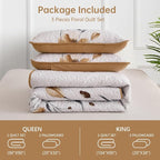 Mybedsoul Full/Queen Quilt Set Brown, Reversible Polyester Coverlet Set - Image 7