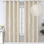 Blackout Window Curtain Panels Thermal Insulated Silver Palm Tree Room by ESTELARTEXTILER