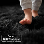 Amdrebio Black Plush Small Round Rug 3Ft - Image 2