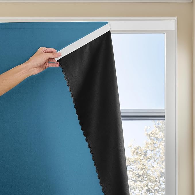 JILRON Adhesive Curtain 100% Blackout No-Drill Easy Install by JILRON
