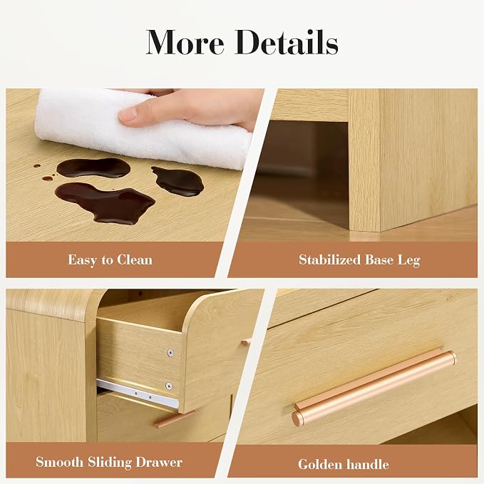 Night Stand 2-Drawer Nightstand 24" H Metal Handle Modern Sturdy Bedside Table - Image 6