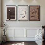 3D Textured Framed Brown and White Abstract Wall Art Set, 3 Piece 16x24 In | - Image 3