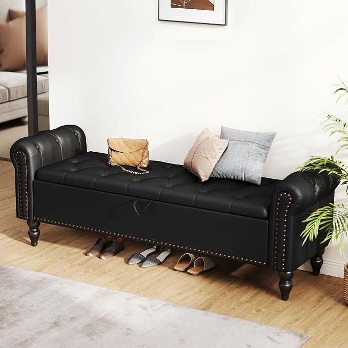 63” End of Bed Bench, Bedroom Bench - Image 2