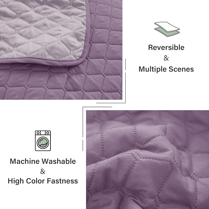 Exclusivo Mezcla Reversible California King Quilt Set, Dusty Lavender | - Image 6