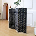 3-Panel Short Room Divider, 3.9 ft Freestanding Partition Wall, Natural Black - Image 2
