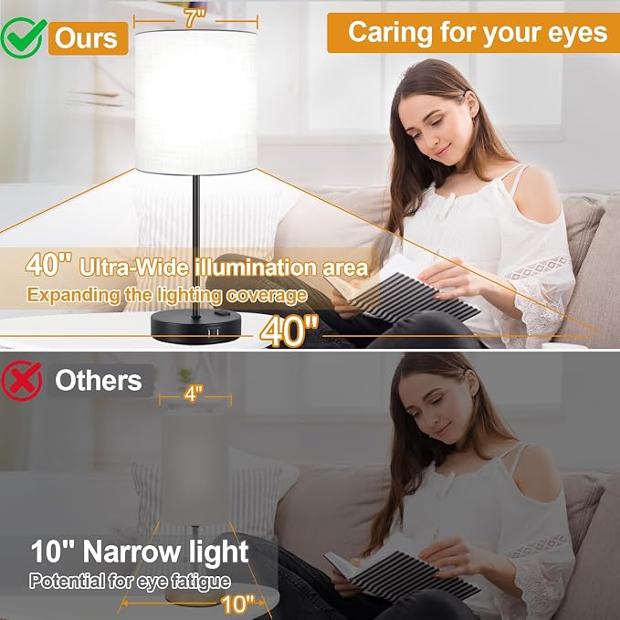 Lynnoland Set of 2 Touch Control Table Lamps - Image 4