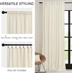 RYB HOME Cream Velvet Curtains 96 inches - Image 3