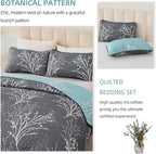 California King Size Quilt Set Grey Blue Reversible Bedspread Bedding Set | 3 - Image 7