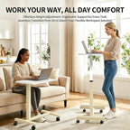 Adjustable Overbed Table with Wheels, Pneumatic Height Lift Rolling Bedside - Image 4