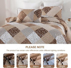 Dinjoy Brown Quilt Set Full Size, Reversible Patchwork Floral Bedspreads | Soft - Image 4